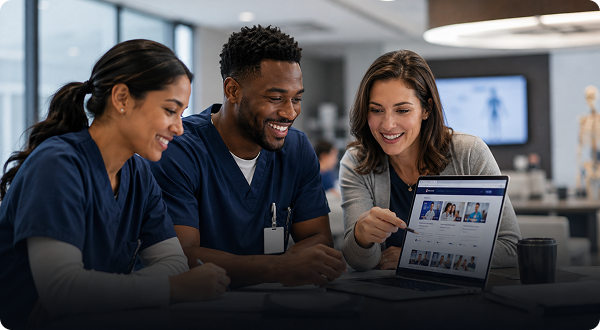 Healthcare professionals learning together
